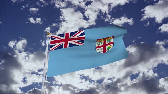 Fiji Flag With Sky 4k alt