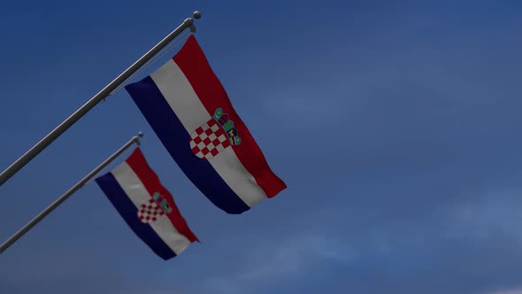Croatia Flags In The Blue Sky - 2K