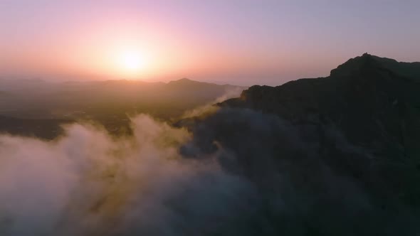 Top View of the Sunrise Over the Mountains