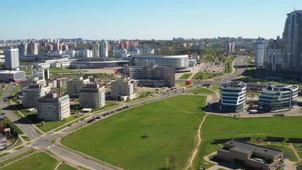 View From the Height of the Drozdy District and the Minsk Sports Complex Minsk Arena in Minsk