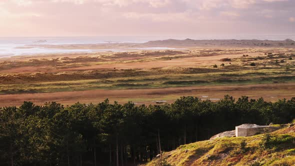 Tobruk pit Atlantic wall Terschelling island west view on Vlieland island ZOOM IN alt