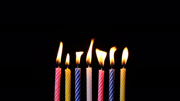 Collection Set of Birthday Candles on Black Background Anniversary Celebration Concept