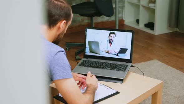 Revealing Shot of Patient on Video Call alt