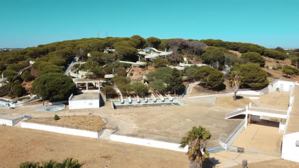 Aerial View Of Abandoned Aqualine Water Park On A Sunny Summer Day In Altura, Algarve, Portugal. - d alt