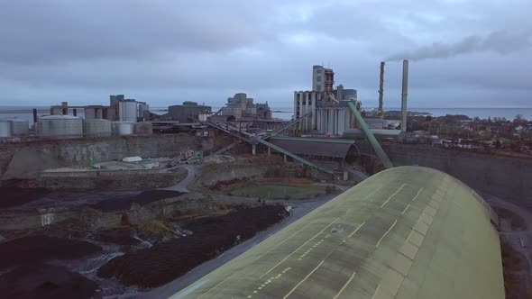 Flying Over Quarry Industrial Area