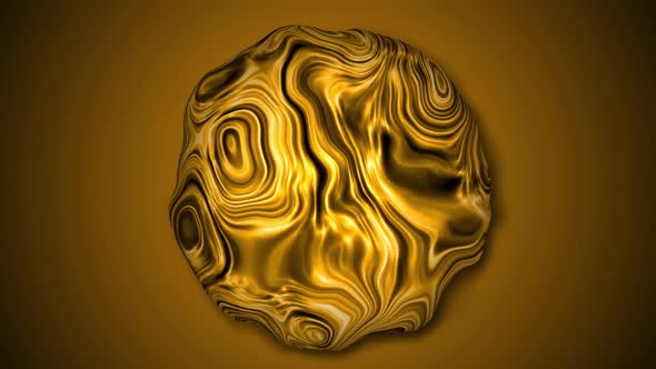 Golden color liquid metallic marble ball rotation animation. A 106