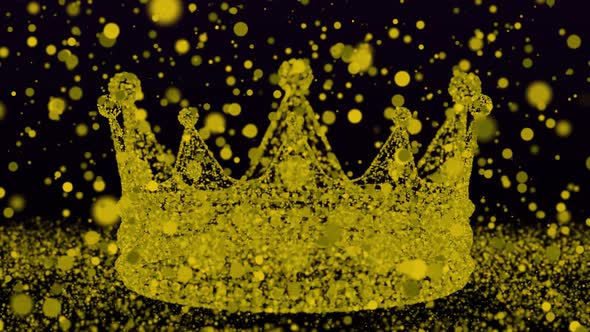 Golden Royal Crown From Particles Rotating Seamless Loop 4K alt