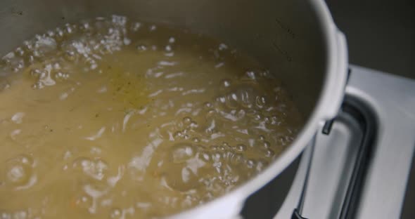 Soup boiling slow motion