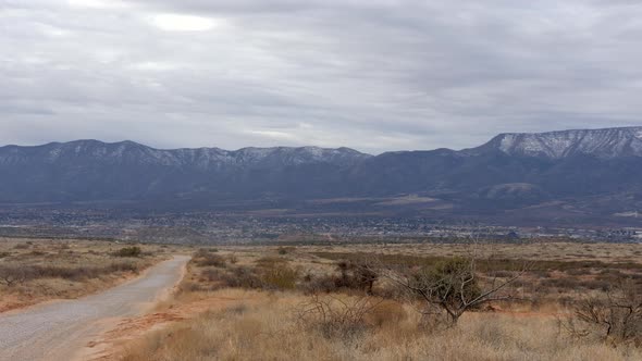 View of Cottonwood Arizona and the Black Hills From a Dirt Road Time Lapse alt