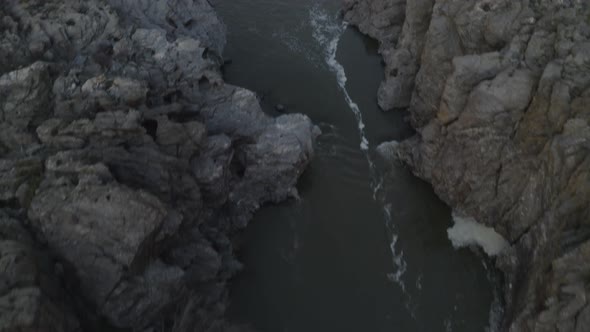 Pulo do Lobo waterfall drone aerial view in Alentejo, Portugal alt