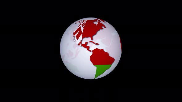 Belarus Flag 3d Rotated Planet Animated Black Background
