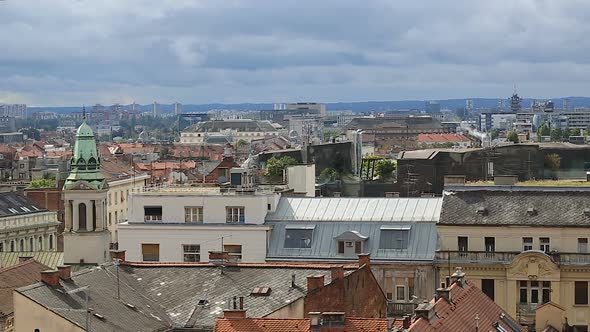 Panorama of Amazing Historical Building of Zagreb From the Top, View on Roofs alt