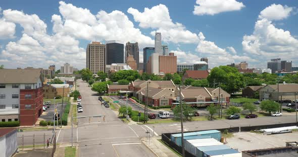 Birmingham, Alabama skyline with drone video moving up. alt