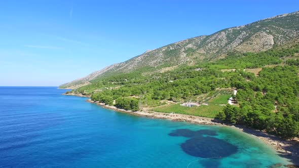 Aerial view of the sandy beach on the island of Brac, Croatia alt