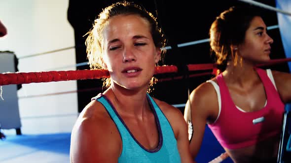 Boxers interacting with each other during break alt