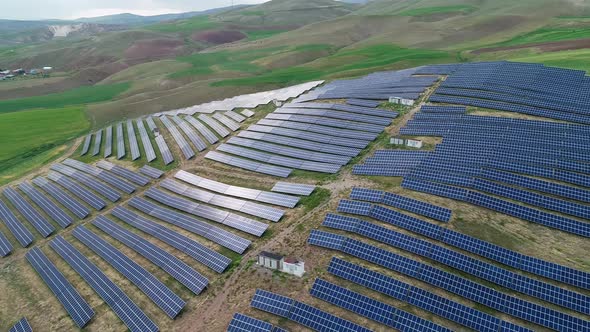 Aerial View Solar Energy Panels alt