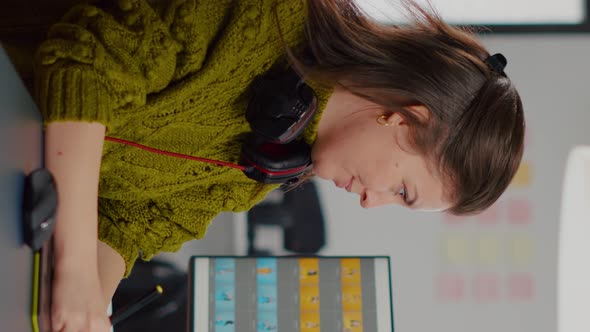 Professional Woman Photo Retoucher Working with Digital Assets alt