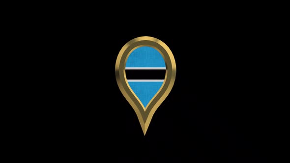 Botswana Flag 3D Rotating Location Gold Pin Icon alt