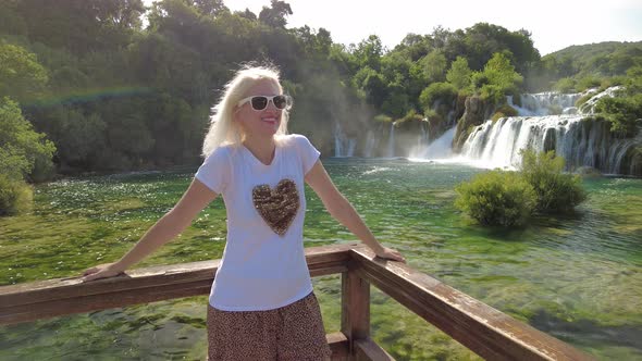 Woman By Skradinski Buk Waterfall alt