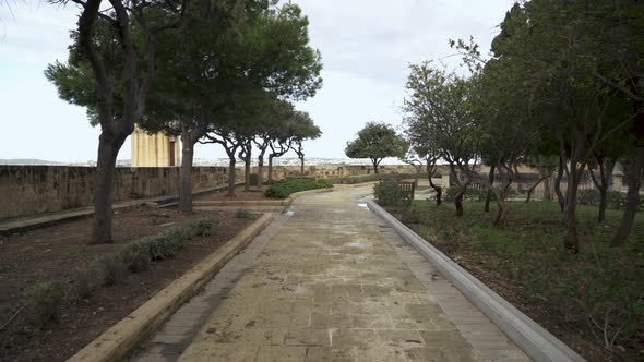 Walking in Hastings Gardens in Malta on a Cloudy Windy Day alt
