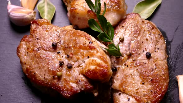 Fried Pork Steak on a Plate