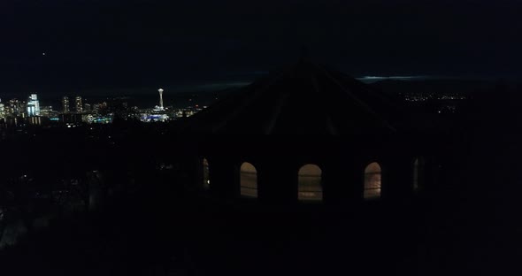Seattle Washington Night Aerial Shot From Capitol Hill alt