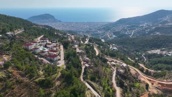 View of the city of Alanya aerial view 4 K alt