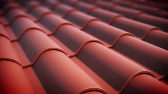 Endless animation of the red ceramic roof tiles. Exterior. Closeup. Loopable. HD