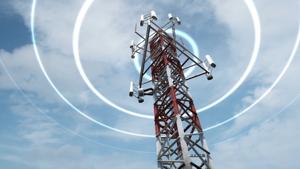 A communication tower that emits radio waves alt
