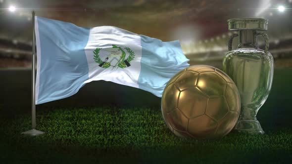 Guatemala Flag With Football And Cup Background Loop 4K alt