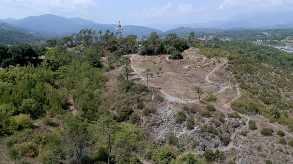 Landscape with Radio Tower Drone Ascent