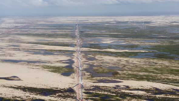 Brazilian landmark rainwater lakes and sand dunes. Lencois Maranhenses Brazil. alt