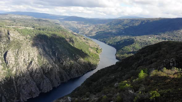Aerial View. River Sil Canyon, Galicia Spain alt