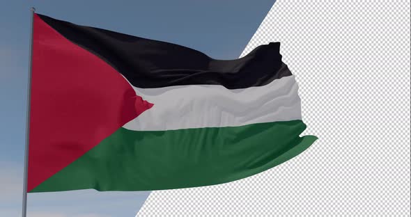 flag State of Palestine patriotism national freedom, seamless loop, alpha channel alt