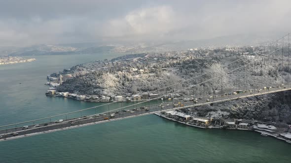 Aerial view of Istanbul in wintertime, Istanbul, Turkey. alt