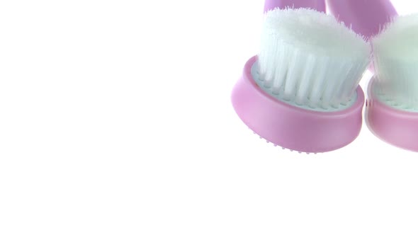 Vertical Video Soft Bristle Hairbrush with Silicone Massager 360 Rotating on Glass Table