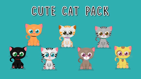 Cute Cartoon Cat Pack V1 By Kalheesi Videohive