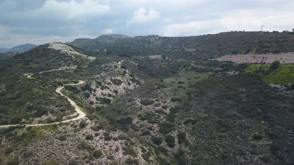 Amazing Mountain Area in Cyprus in Summer Day, Aerial View