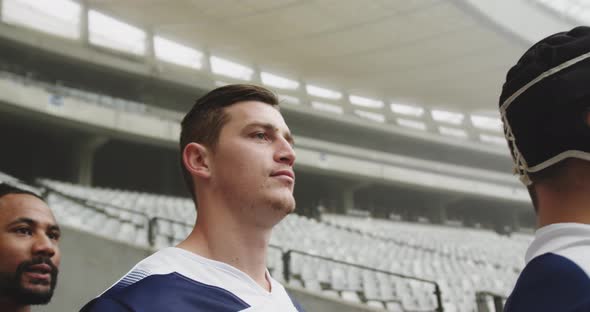 Male Rugby Players Standing in The Stadium alt