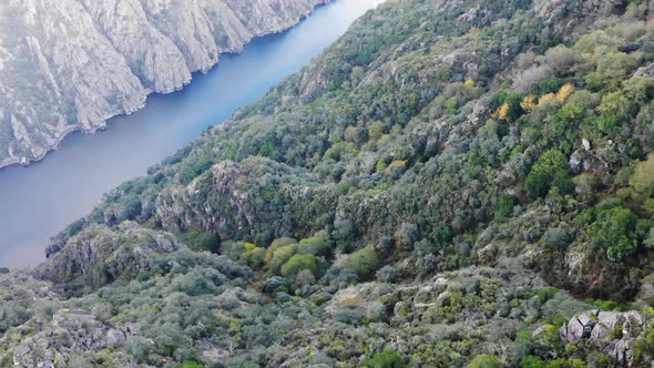Aerial View. River Sil Canyon, Galicia Spain alt