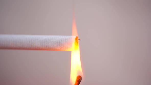Close Up of Lighting Cigarette. Light a Cigarette. Healthcare, Addiction alt