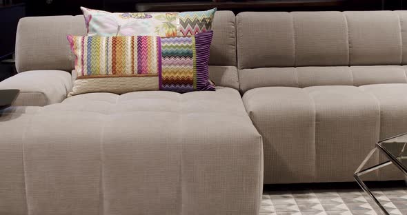 Modern Beige Fabric Sofa alt