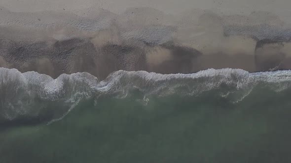 Waves on the beach aerial view