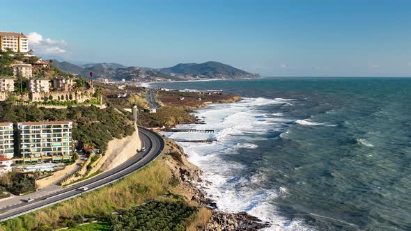 Grand Storm Waves Aerial View 4 K alt