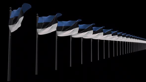 Row Of Estonia Flags With Alpha 2K alt