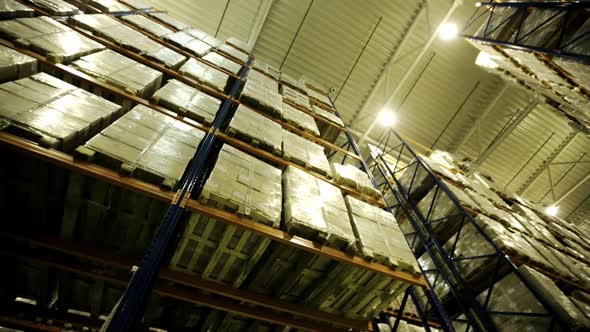Logistic Warehouse. Pallets on Logistic Warehouse Shelves