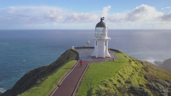 Cape Reinga lighthouse aerial footage