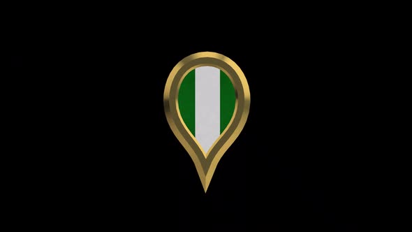 Nigeria 3D Rotating Location Gold Pin Icon alt