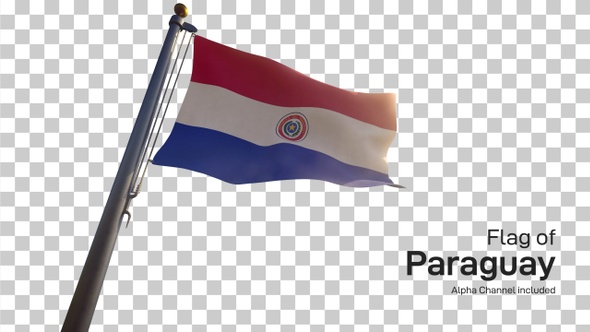 Paraguay Flag on a Flagpole with Alpha-Channel alt