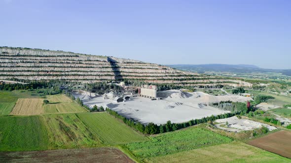 Aerial view industrial of opencast mining quarry